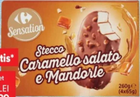 Carrefour Sensation Înghețată pe băț cu caramel, ciocolată și migdale 4 x 65 g