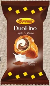 Boromir Duo Fino Croissant cu cremă de lapte și cacao/fistic și ciocolată/lapte și căpșuni 75 g