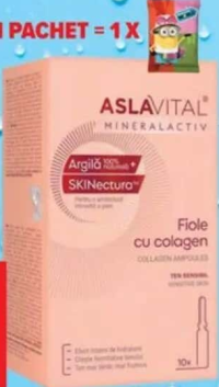 Fiole cu colagen și elastină Aslavital Mineralactiv 10 fiole x 2 ml