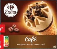 Carrefour Extra Înghețată la cornet cu cafea 6 x 120 ml