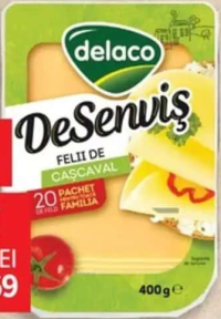 Delaco DeSenviș Cașcaval felii 400 g