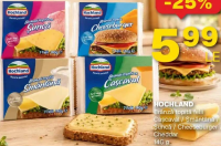 HOCHLAND Brânză topită felii Cașcaval / Smântână / Șuncă / Cheeseburger / Cheddar 140 g