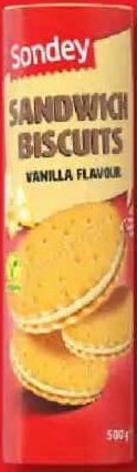 Sondey Biscuiți sandwich cremă vanilie 500 g
