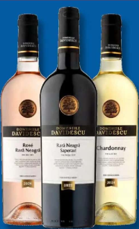 DOMENIILE DAVIDESCU Rară Neagră & Saperavi Vin roșu sec / Rară Neagră Rose sec / Chardonnay Vin alb