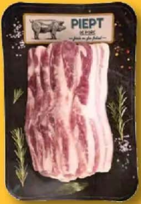 Piept de porc fin feliat, fără os per 100 g