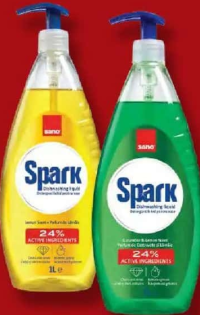 SANO SPARK Detergent de vase cu pompă castravete / lămâie 1 L