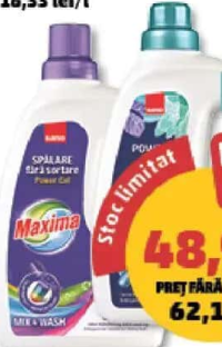 SANO MAXIMA DETERGENT GEL PENTRU RUFE diverse sortimente 3 l