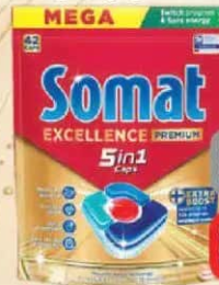 SOMAT Excellence 5in1 Premium tablete pentru mașina de spălat vase 42buc