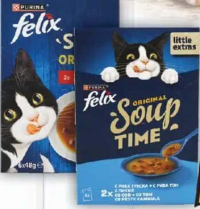 Felix Supă pentru pisici, cu vită, pui, miel/pește, 6x48g
