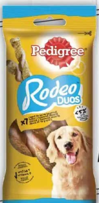 Pedigree Recompensă pentru câini Rodeo Duos, aromă de pui și șuncă, 123g