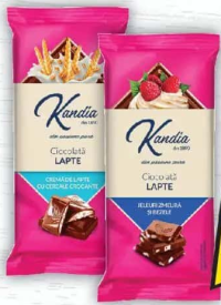 Kandia Ciocolată cu cremă de lapte & cereale, 95g/ciocolată cu lapte, bezele, zmeură 80g