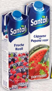Santal Băutură răcoritoare necarbogazoasă cu suc de fructe roșii/căpșune și pepene roșu 1l