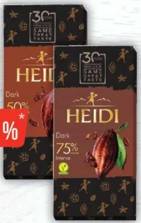 Heidi Dark Ciocolată amăruie, 50%/75%/85% cacao, 80g