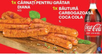 Diana Cârnați pentru grătar 1kg + Coca Cola Băutură carbogazoasă 1L