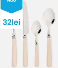 Set tacâmuri cu mânere bej 16 piese