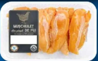 Mușchiuleț din piept de pui de la pui hrănit cu 70% porumb per 100 g