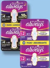 ALWAYS PLATINUM Absorbante Secure Night/ Super Duo mărimea 2/4 10/14 buc.