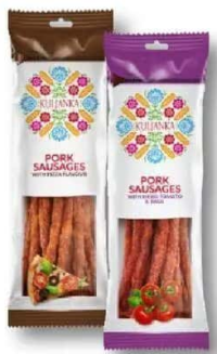 KULJANKA Cârnați sticks pizza / roșii și busuioc / brânză și ceapă 120 g