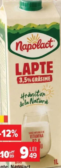 Lapte Napolact 3.5% grăsime, 1L