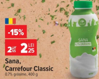 Sana, Carrefour Classic, 0.7% grăsime, 400 g