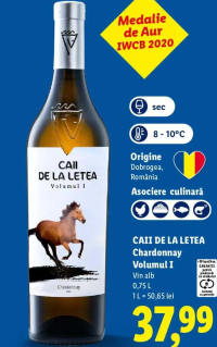 Caii de la Letea Chardonnay Volumul I 0,75 L