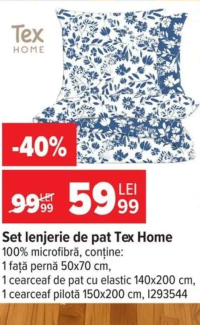 Tex Home Set lenjerie de pat 100% microfibră