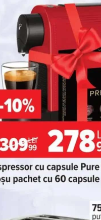 Espressor cu capsule Pure Plus roșu pachet cu 60 capsule Tchibo