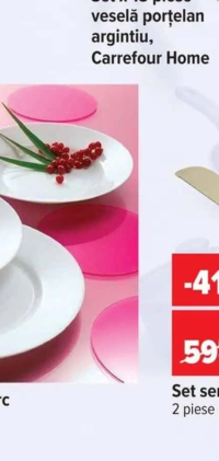 Carrefour Home Set x 18 piese veselă porțelan argintiu