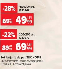 Set lenjerie de pat Tex Home 150x200 cm, 100% microfibră