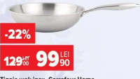 Tigaie wok inox, Carrefour Home 28 cm