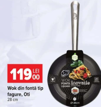 Wok din fontă tip fagure, Oti 28 cm