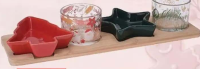 Set pentru aperitive 4 boluri, suport din lemn