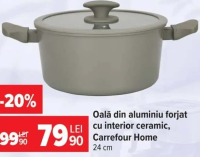 Oală din aluminiu forjat cu interior ceramic, Carrefour Home 24 cm