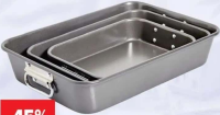 Set x 3 tăvi pentru cuptor, Carrefour Home 27.5x21 cm/34x24 cm/40x28 cm