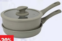 Set crăticioară cu capac și tigaie din aluminiu forjat, Carrefour Home cratiță 20 cm/tigaie 20 cm