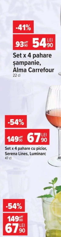 Set x 2 pahare, Carrefour 29 cl