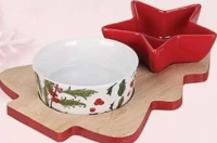 Set pentru aperitive 2 boluri, suport din lemn