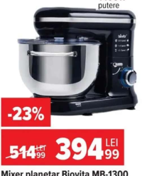 Biovita Mixer planetar MB-1300 negru 5.5 L