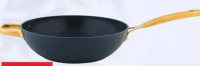 Wok din aluminiu forjat cu mâner metalic, Carrefour Home 30 cm