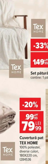 Set pătură+perniță decor TEX HOME