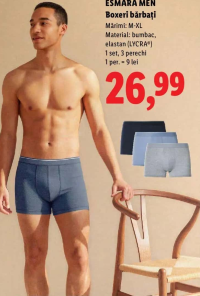 ESMARA MEN Boxeri bărbați 3 perechi