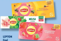 LIPTON Ceai căpșuni și rubarbă / Melissa și cireșe / mentă / mango și coacăze 20 plicuri