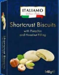 ITALIAMO Biscuiți cu cremă de fistic și alune de pădure 140 g