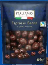 ITALIAMO Boabe de cafea învelite în ciocolată neagră 250 g