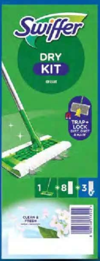 SWIFFER Kit curățare 2 în 1 8 lavete uscate + 3 lavete umede 1 set