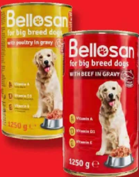 BELLOSAN Hrană umedă pentru câini bucăți în sos, vită / pasăre 1250 g