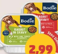 BODIE PASTE CU SOS RAGU / RAGU DE MIEL, CURCAN ȘI MORCOV 300 g