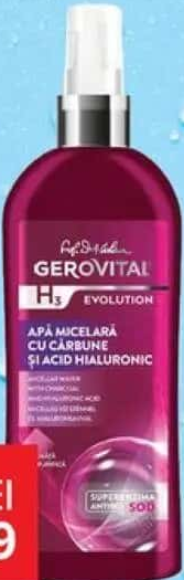 Apă micelară Gerovital H3 Evolution cu cărbune și acid hialuronic 150 ml