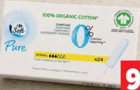 Carrefour Soft Pure Tampoane igienice din bumbac ecologic 24 buc.