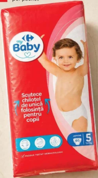 Scutece-chiloțel Carrefour My Baby mărimi: 4 (66 buc.)/5 (60 buc.)/6 (56 buc.)